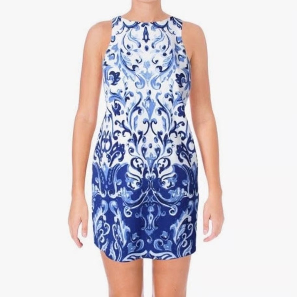 Ralph Lauren Blue and White Patterned Dress